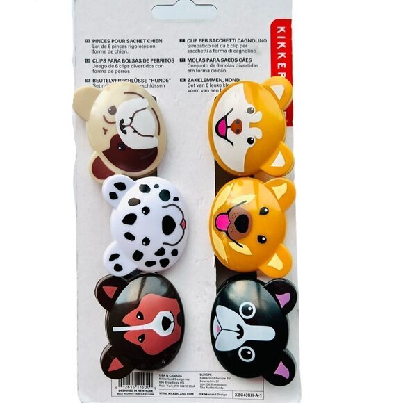 KIKKERLAND Plastic Doggie Chip Clips 6 Pack - Picture 3 of 3